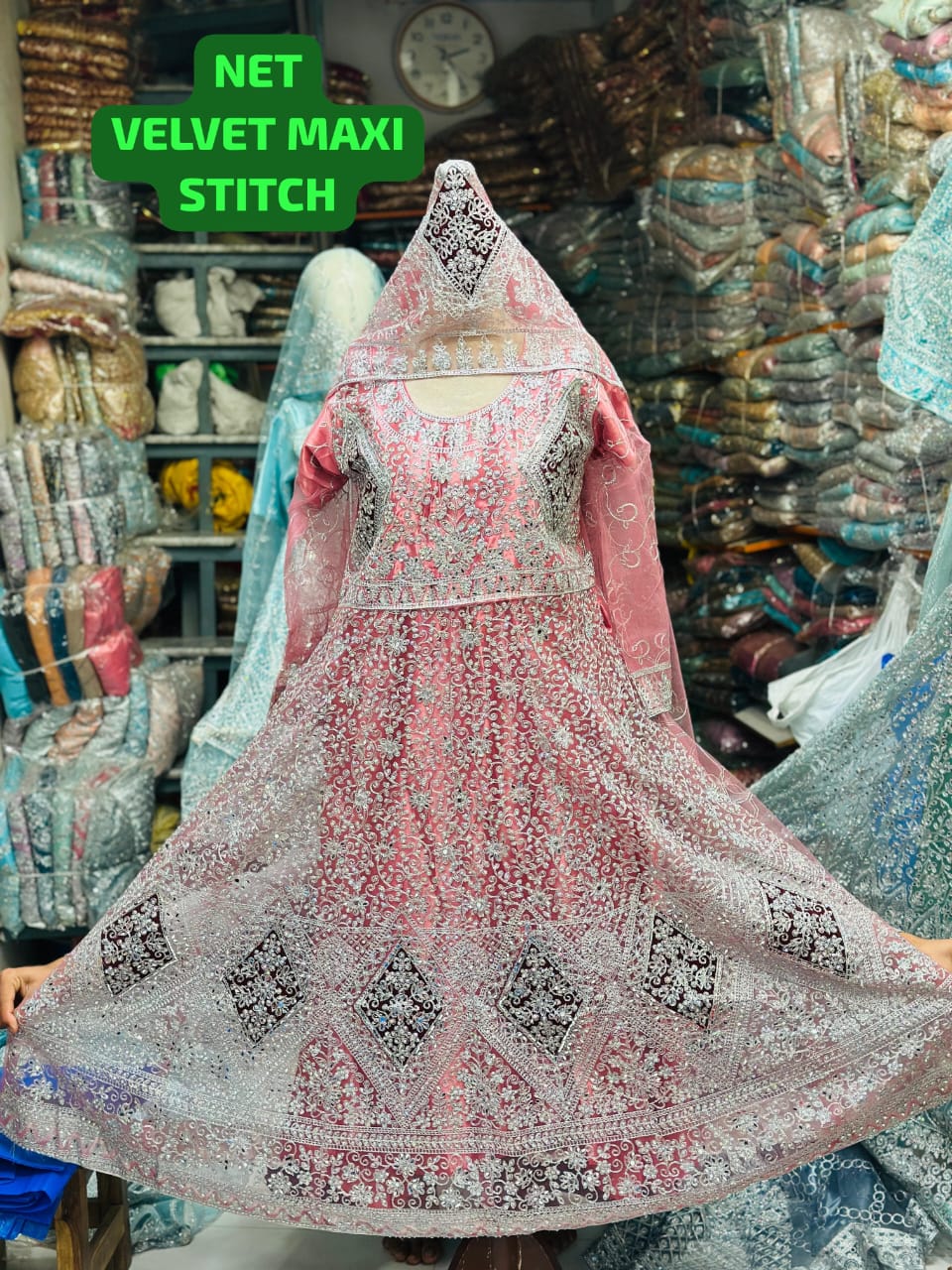 Net Velvet Maxi – Heavy Stitched Design