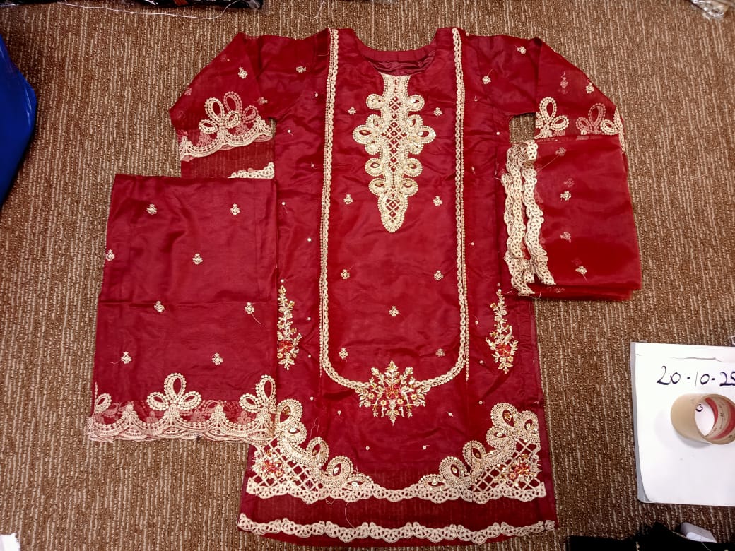 Elegant Maroon Embroidered Ready-Made Suit Set