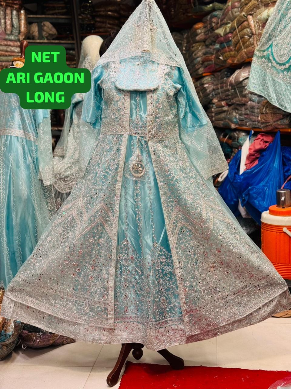 Net Ari Embroidered Long Gown – Luxury Formal Wear